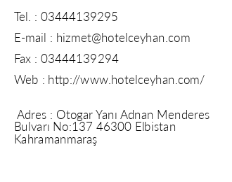 Hotel Ceyhan iletiim bilgileri